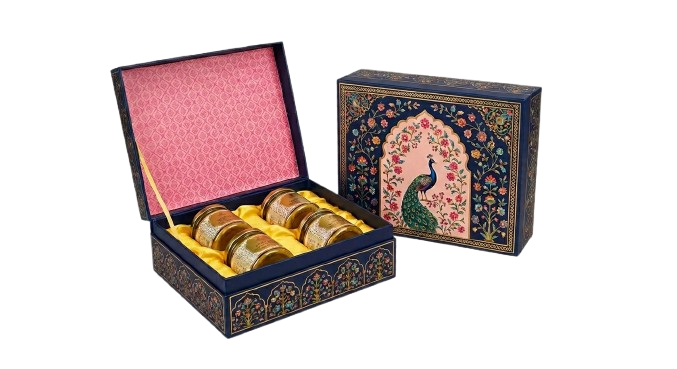 Wedding luxury hampers with peacock miniature art